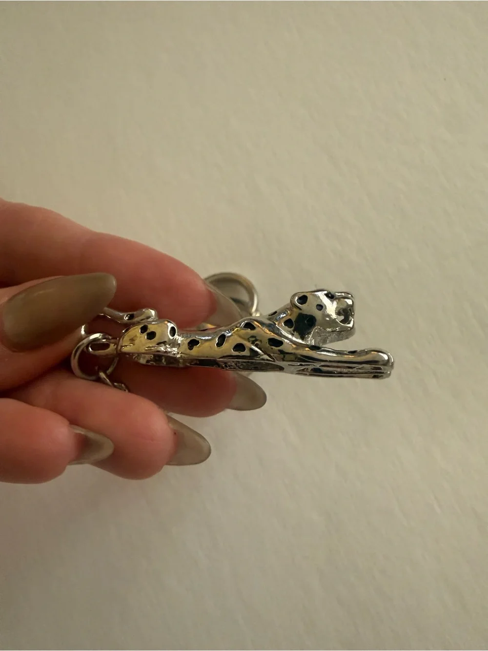 EFFY Since 1979 Silver Tone Leopard Panther Crystal Keychain Bag Charm